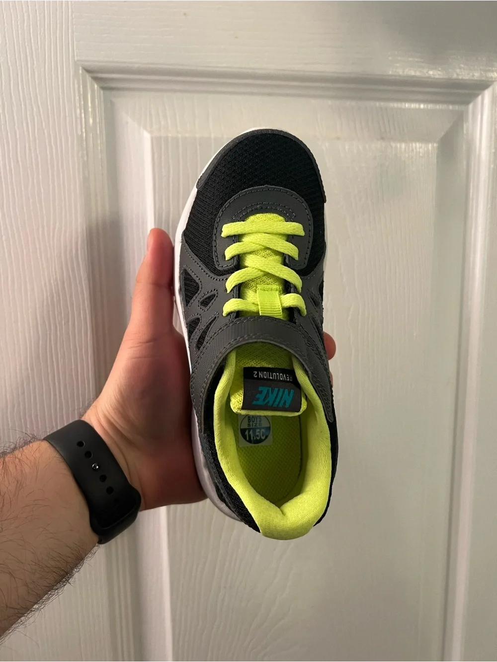Nike Kids Gray, Teal & Neon Yellow Athletic Sneakers